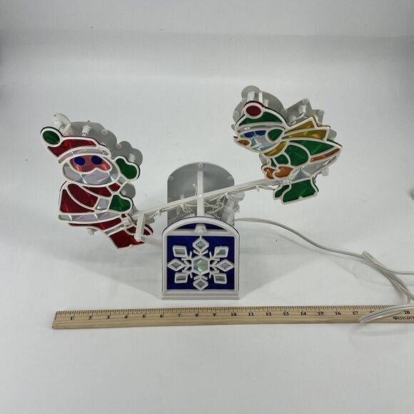 Vintage Christmas Santa Snowman Light Up See Saw Decor INDOOR Motorized - Picture 10 of 13